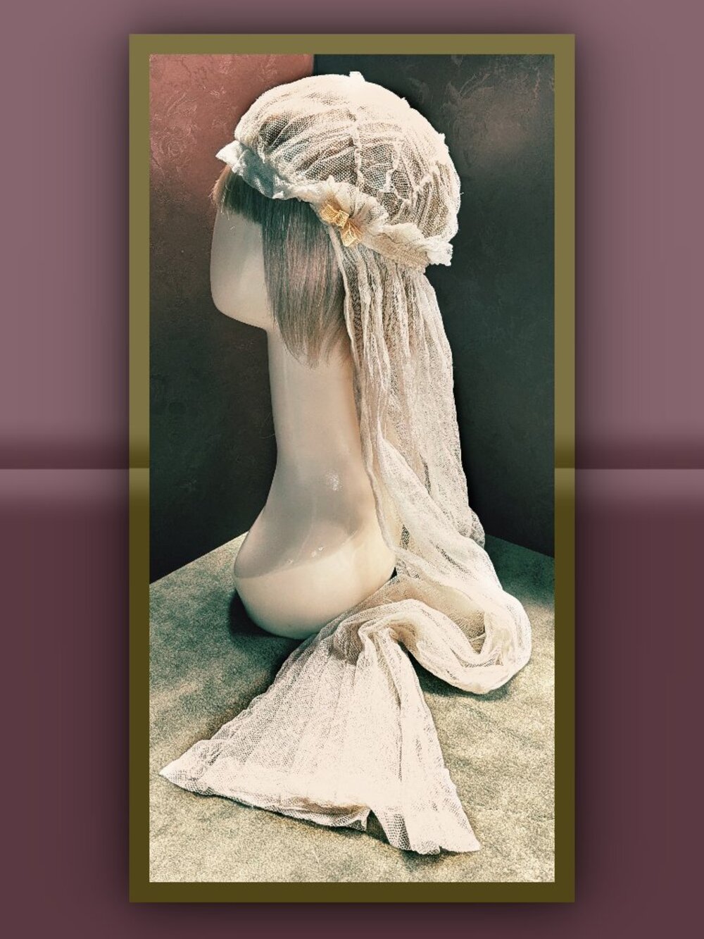 Antique 1920s Style Ivory Juliet Cap Bridal Veil Boudoir Cap Wedding Headpiece